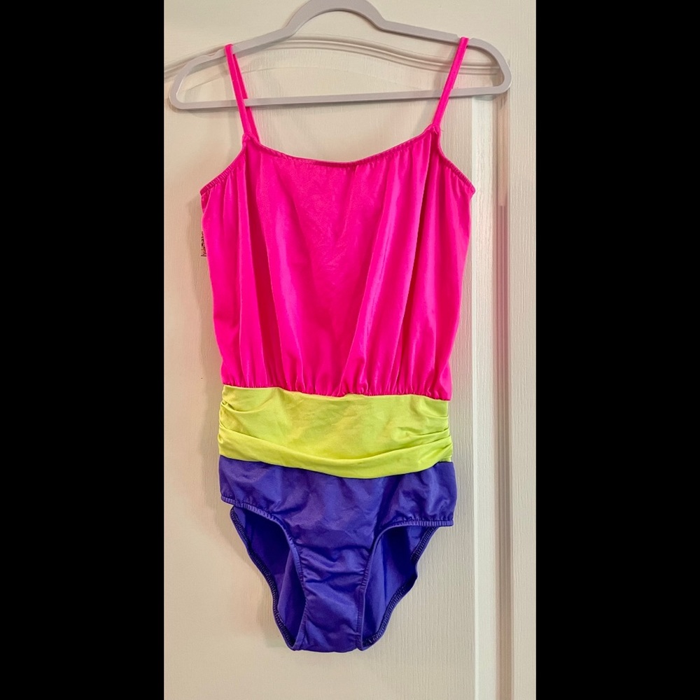 Vintage 80s 90s Colorblock One Piece Swimsuit Bathing Suit Women's Sz 12 M USA